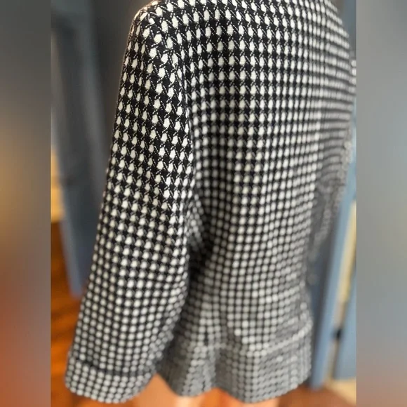 Sharagano Black White Tweed Blazer Double Breasted Wool Blend Jacket Size 10 - Picture 6 of 9